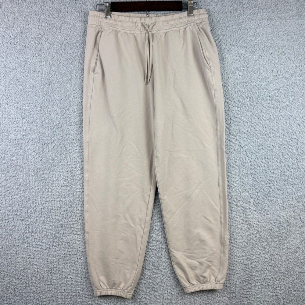 Athleta Sweatpants Womens Small Tan Joggers Cotton Blend Loungewear Activewear